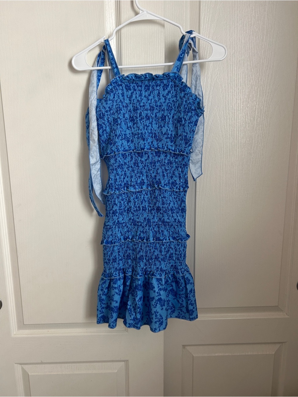 Blue Smocked Ruffled Sundress